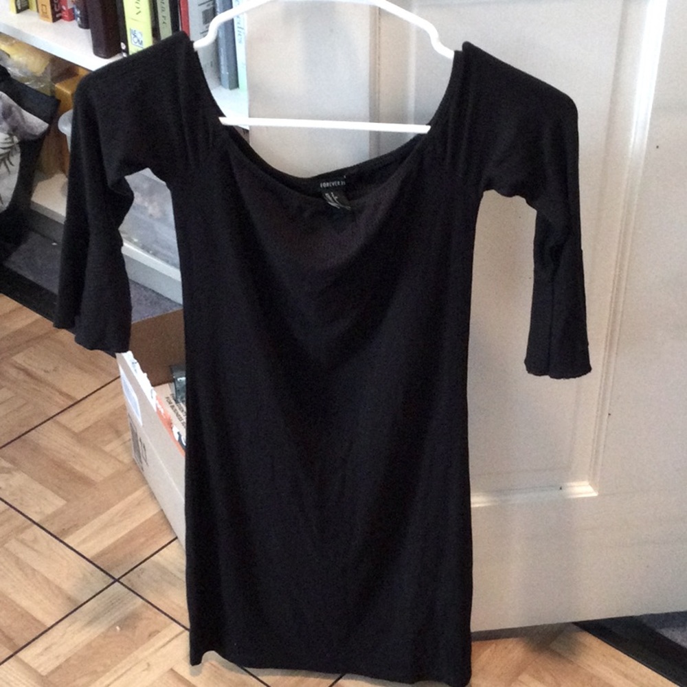 Forever 21 black long sleeve bodycon mini dress, small.
